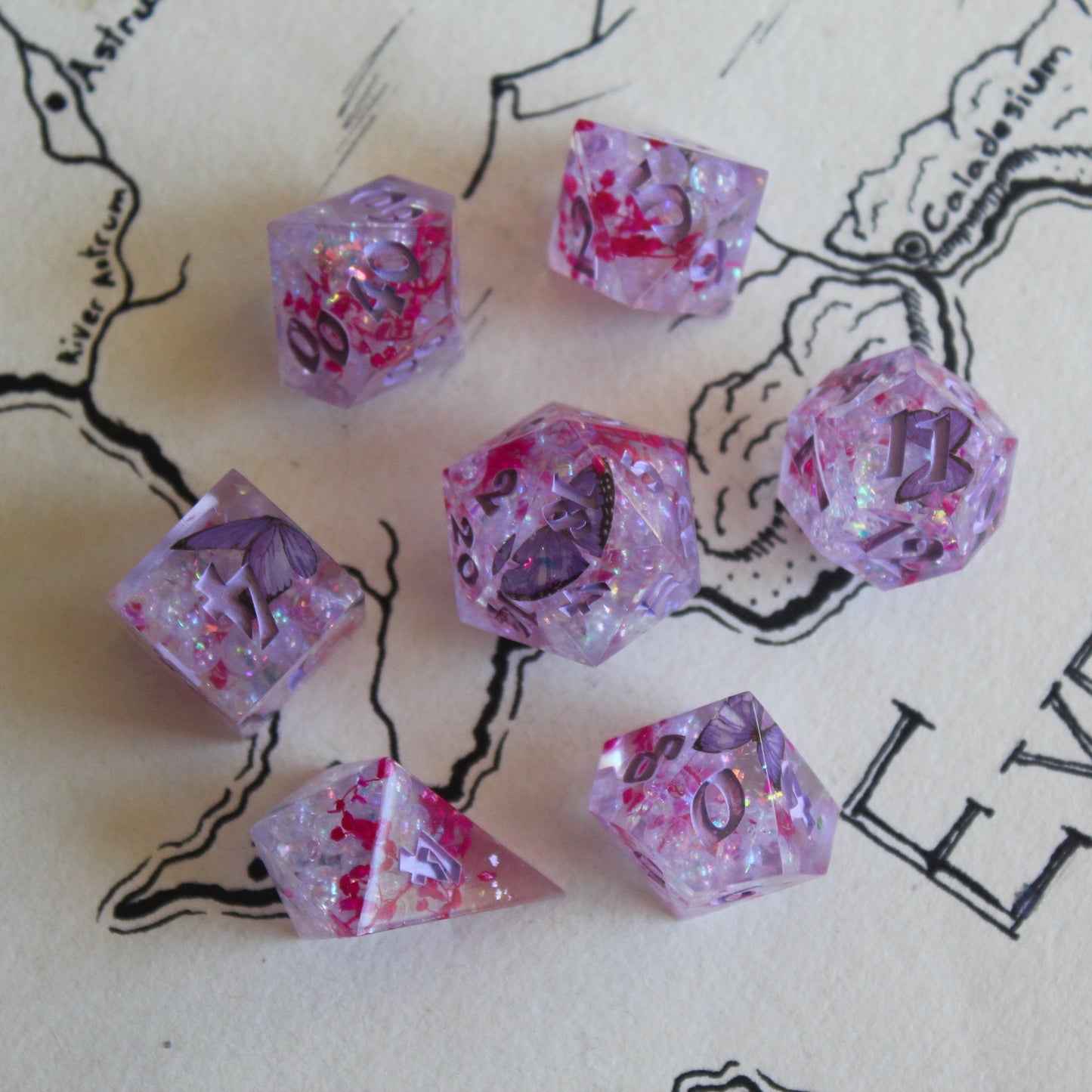 Fairy of Butterflies and Beauty 7-Piece Dice Set