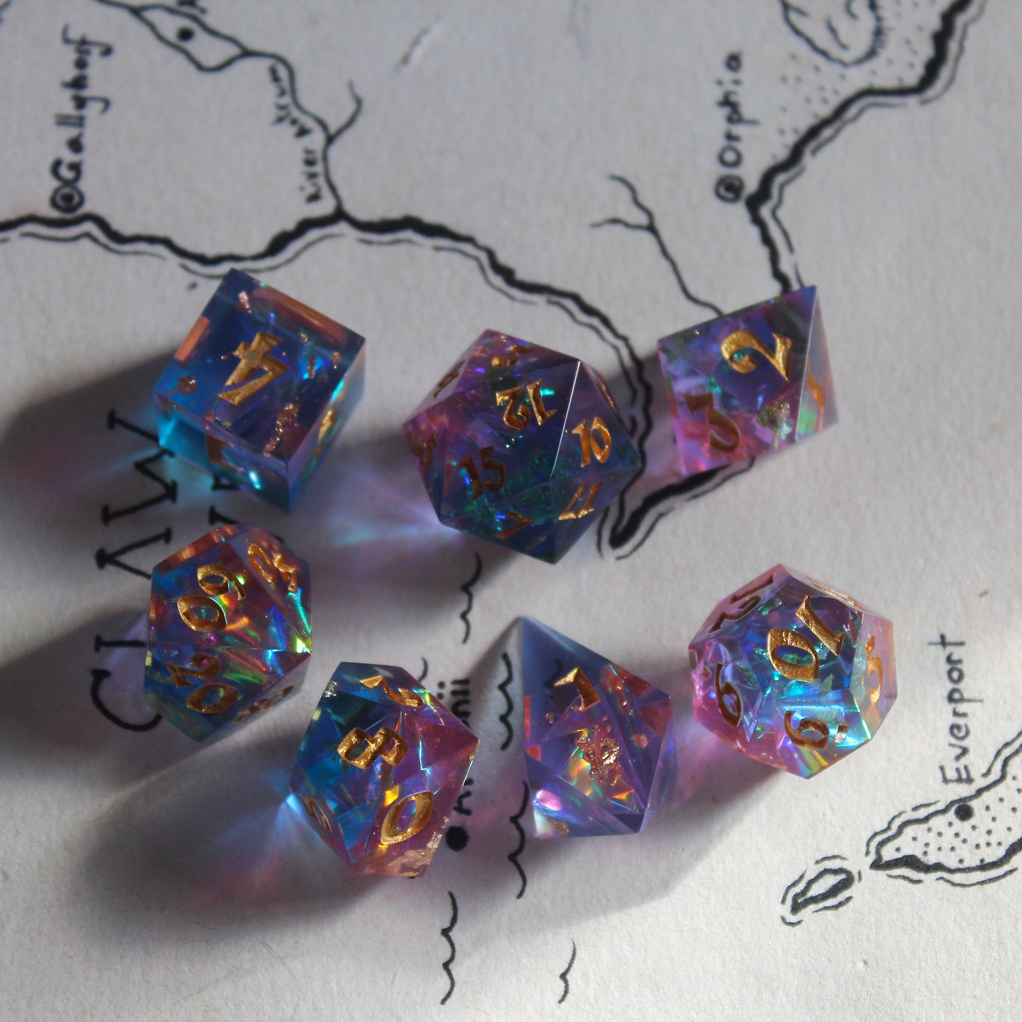 Magical Butterfly & Flower Meadow 7-Piece Dice Set