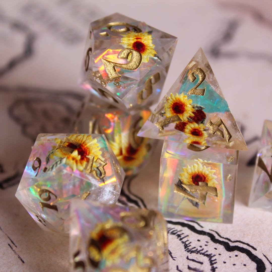 Sunflowers 7-Piece Polyhedral Dice Set