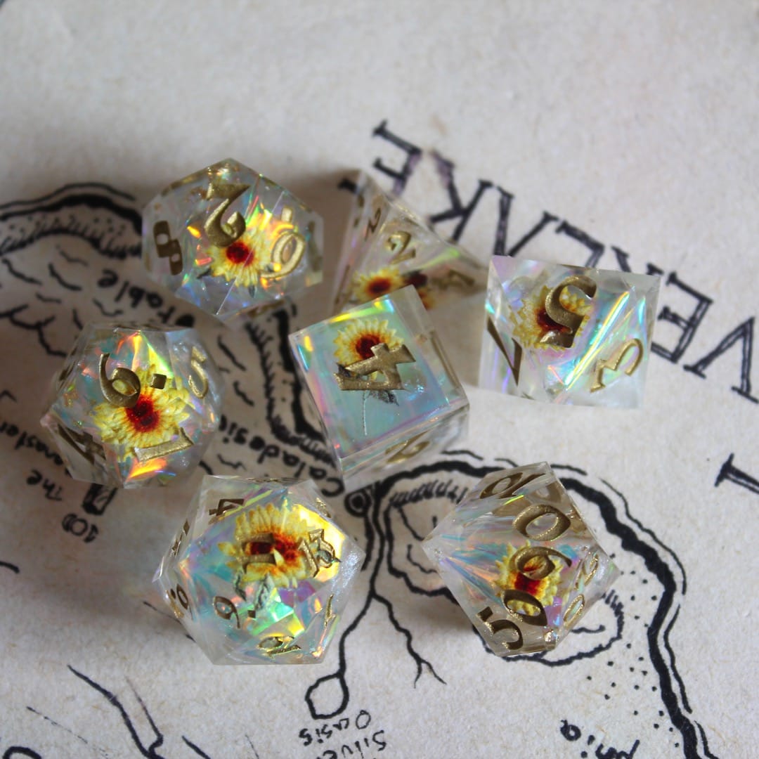 Sunflowers 7-Piece Polyhedral Dice Set