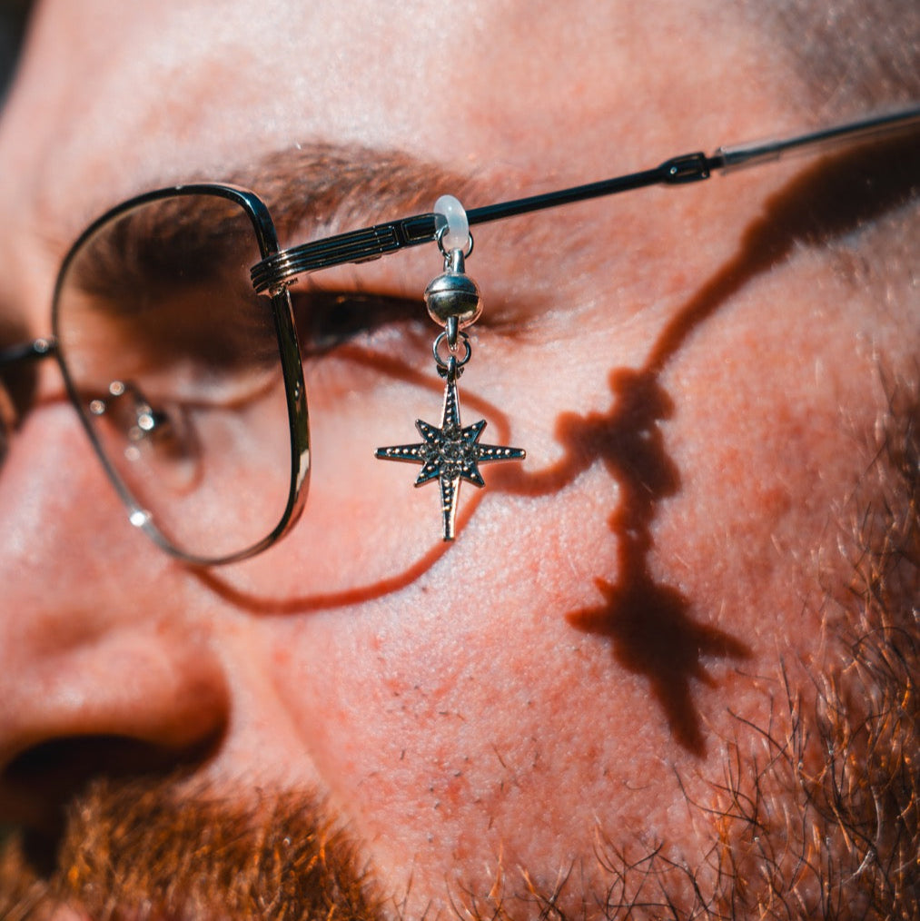 Silver Pointed Stars Glasses Charms
