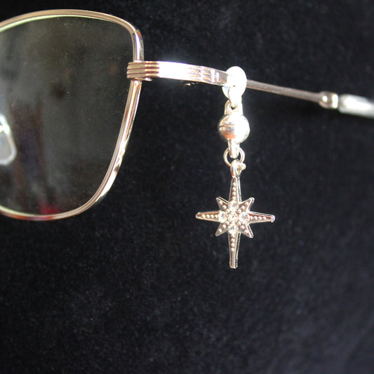 Silver Pointed Stars Glasses Charms
