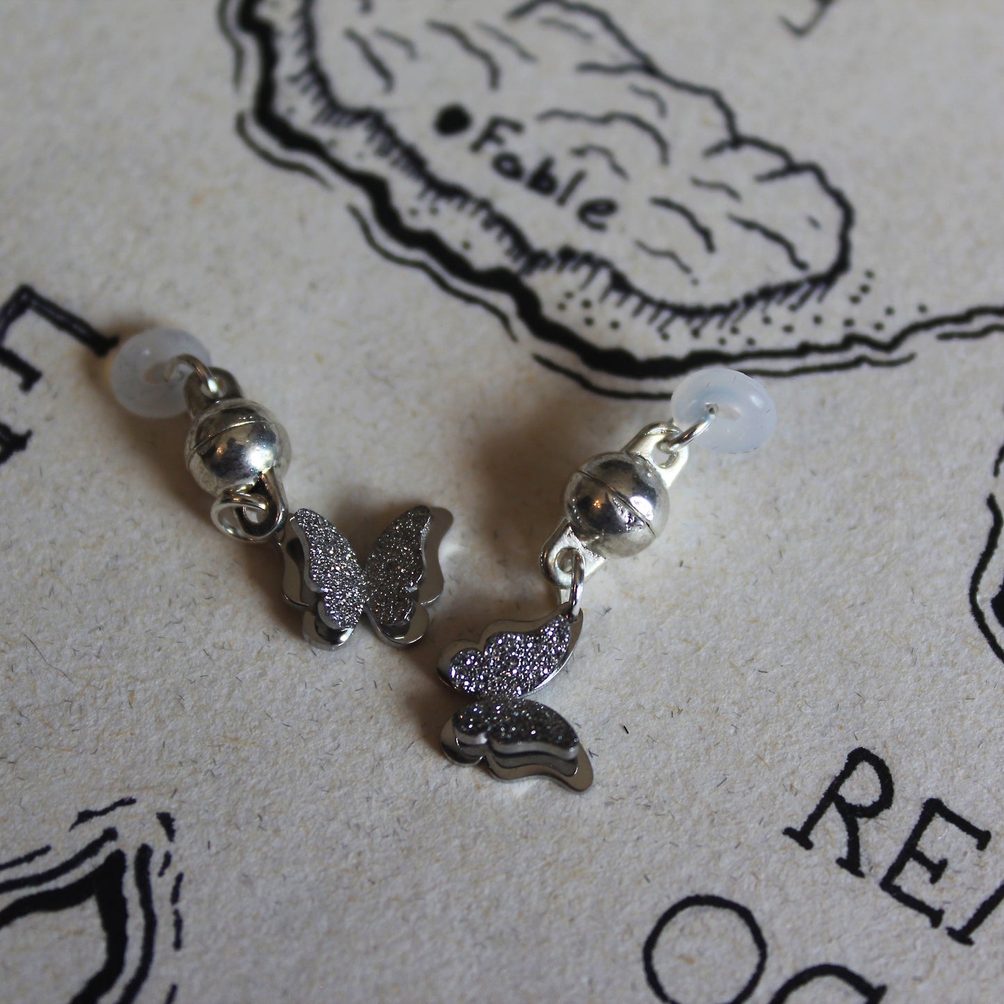 Silver Butterfly Glasses Charms