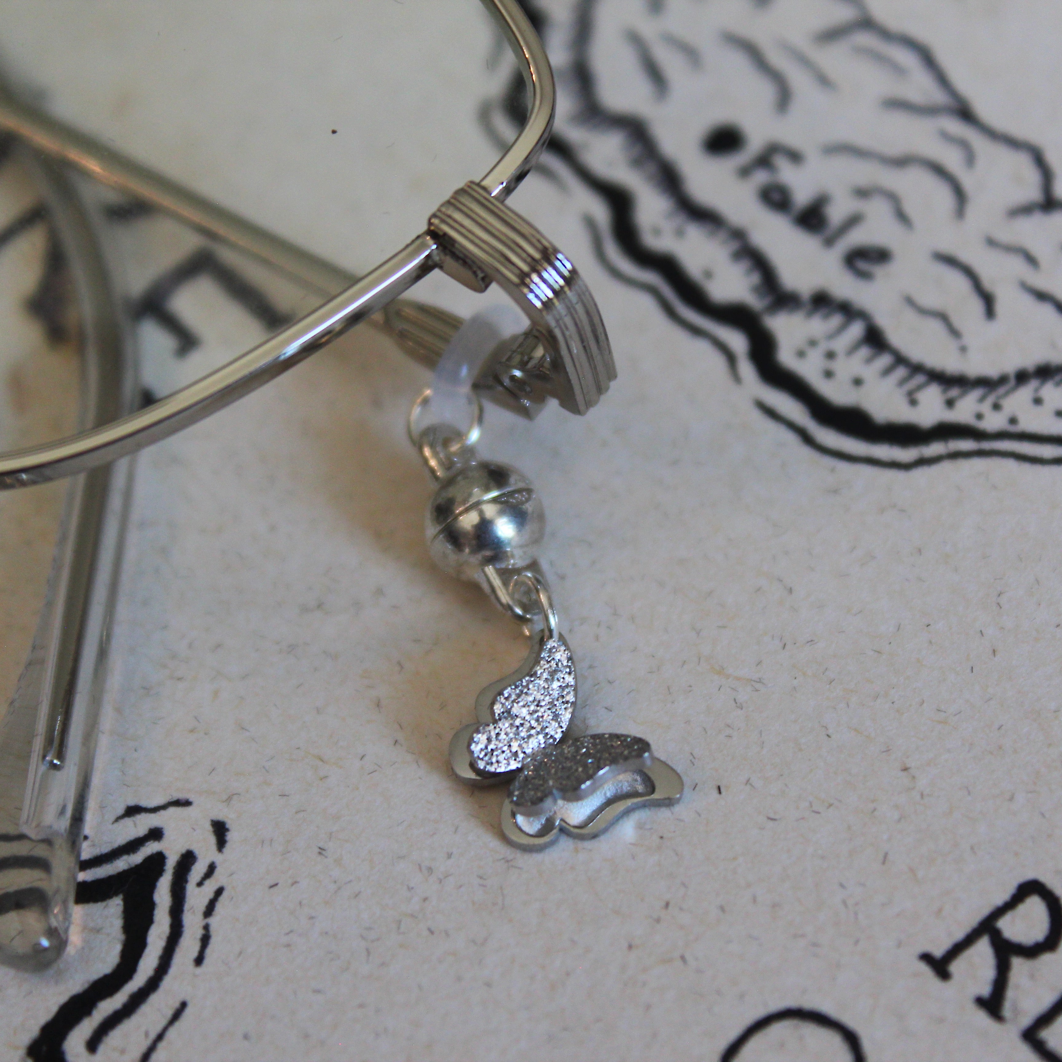 Silver Butterfly Glasses Charms