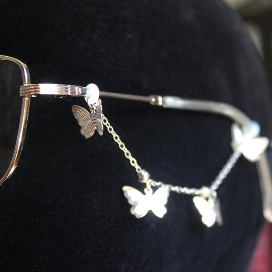Silver Butterfly Chain Glasses Charms