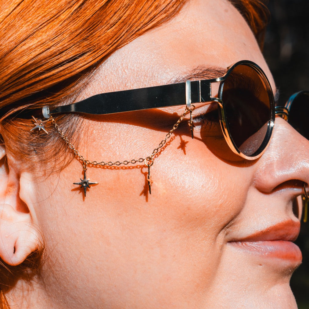 Gold Stars Chain Glasses Charms