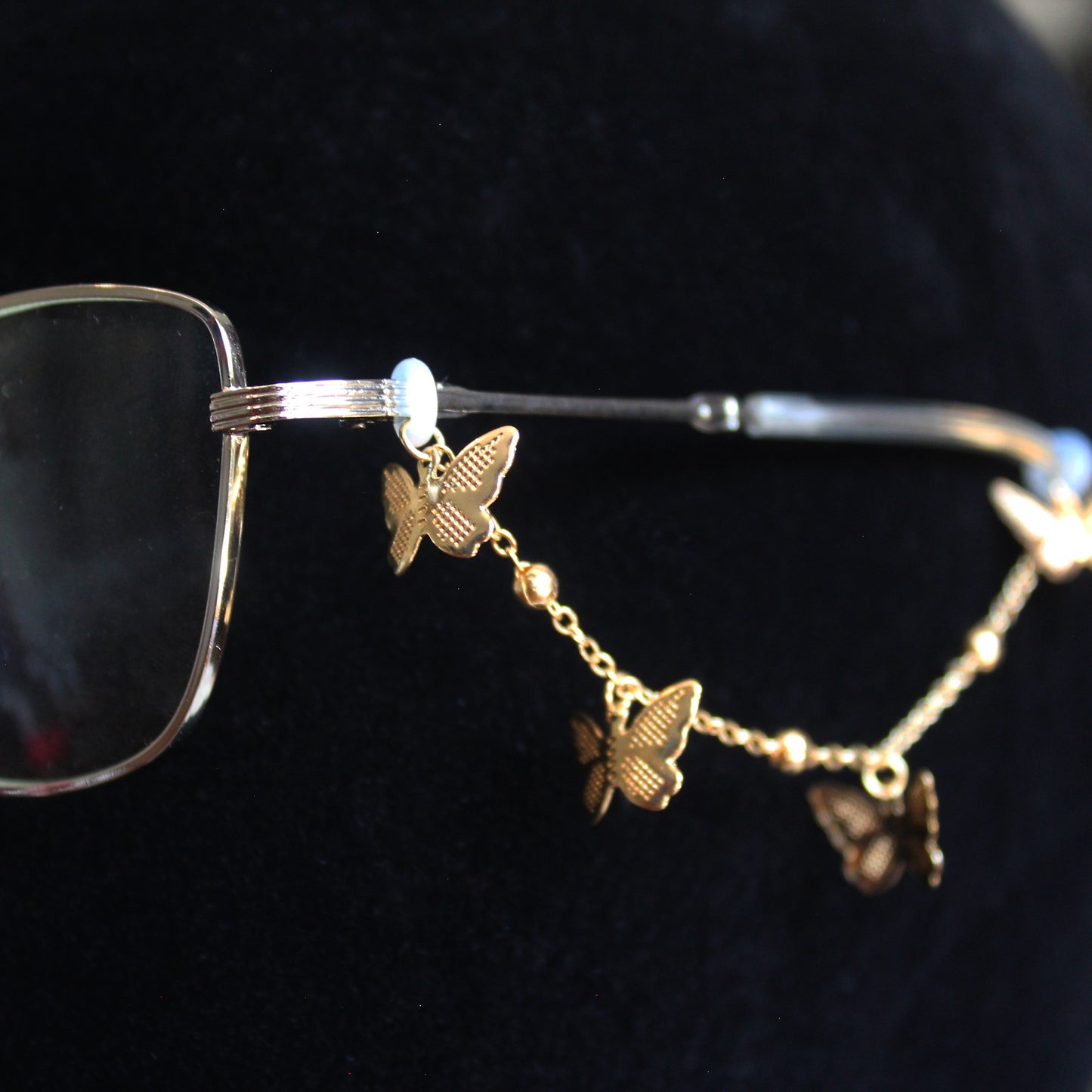 Gold Butterflies on a Chain Glasses Charms