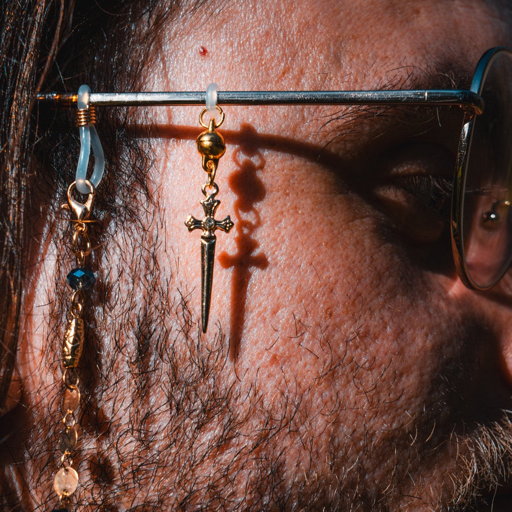 Gold Swords Glasses Charms