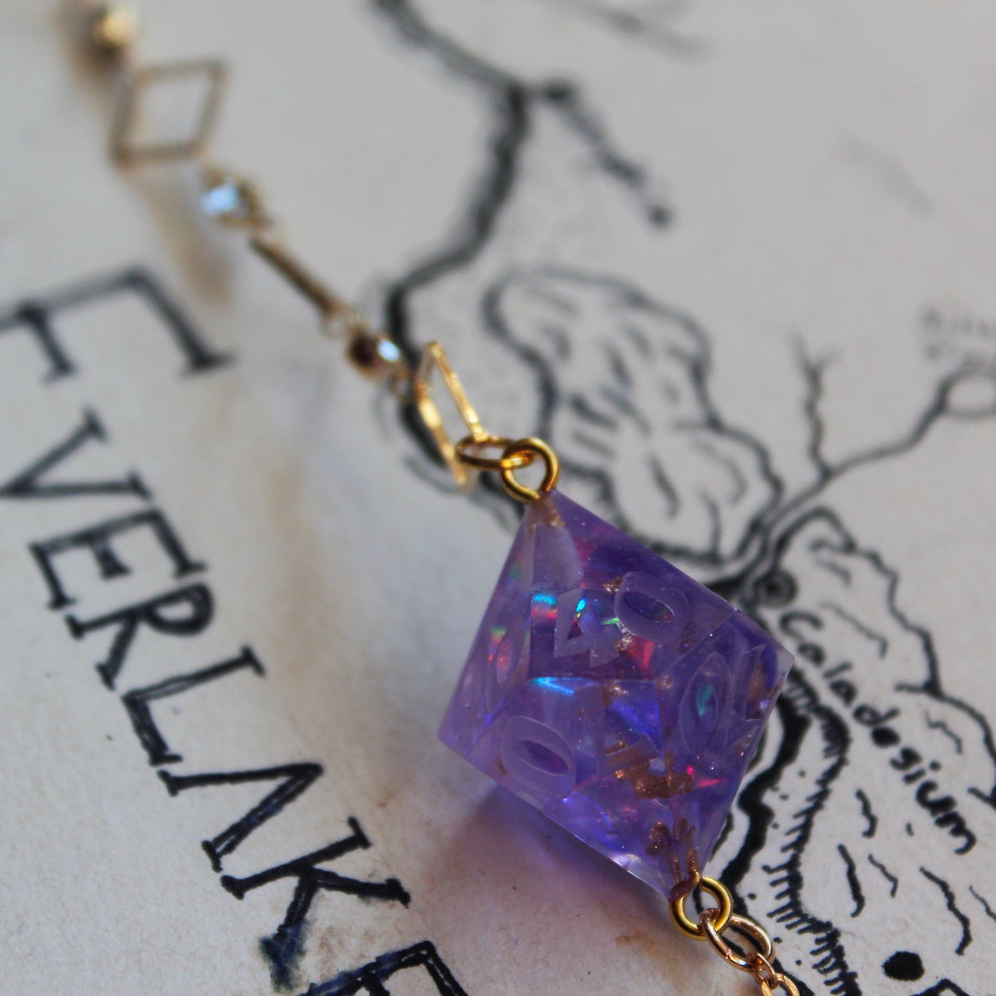 Purple Fairy Treasure Dice Glasses Chain