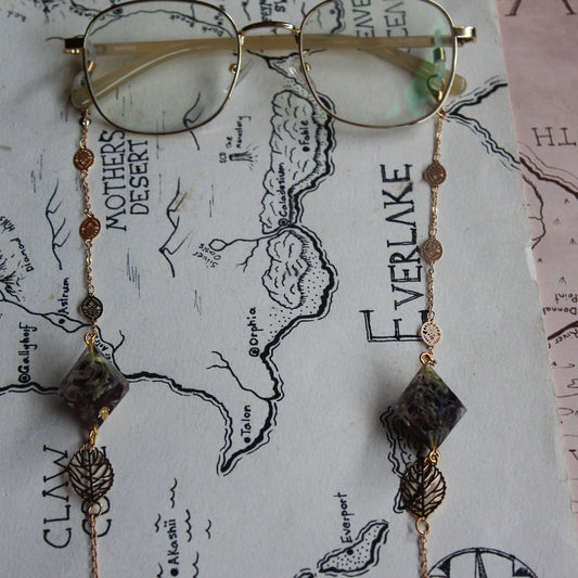 Flowers of Gold Glasses Chain with Dice