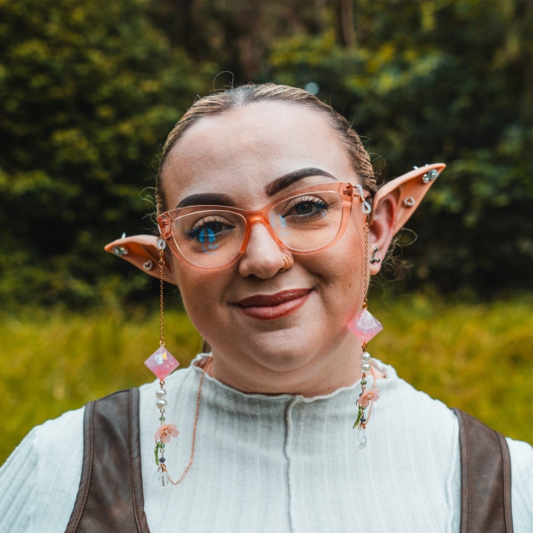 Lotus Pink Florals Glasses Chain with Dice