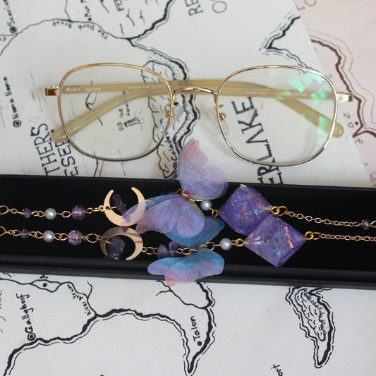 Fairy Butterfly Glasses Chain with Dice