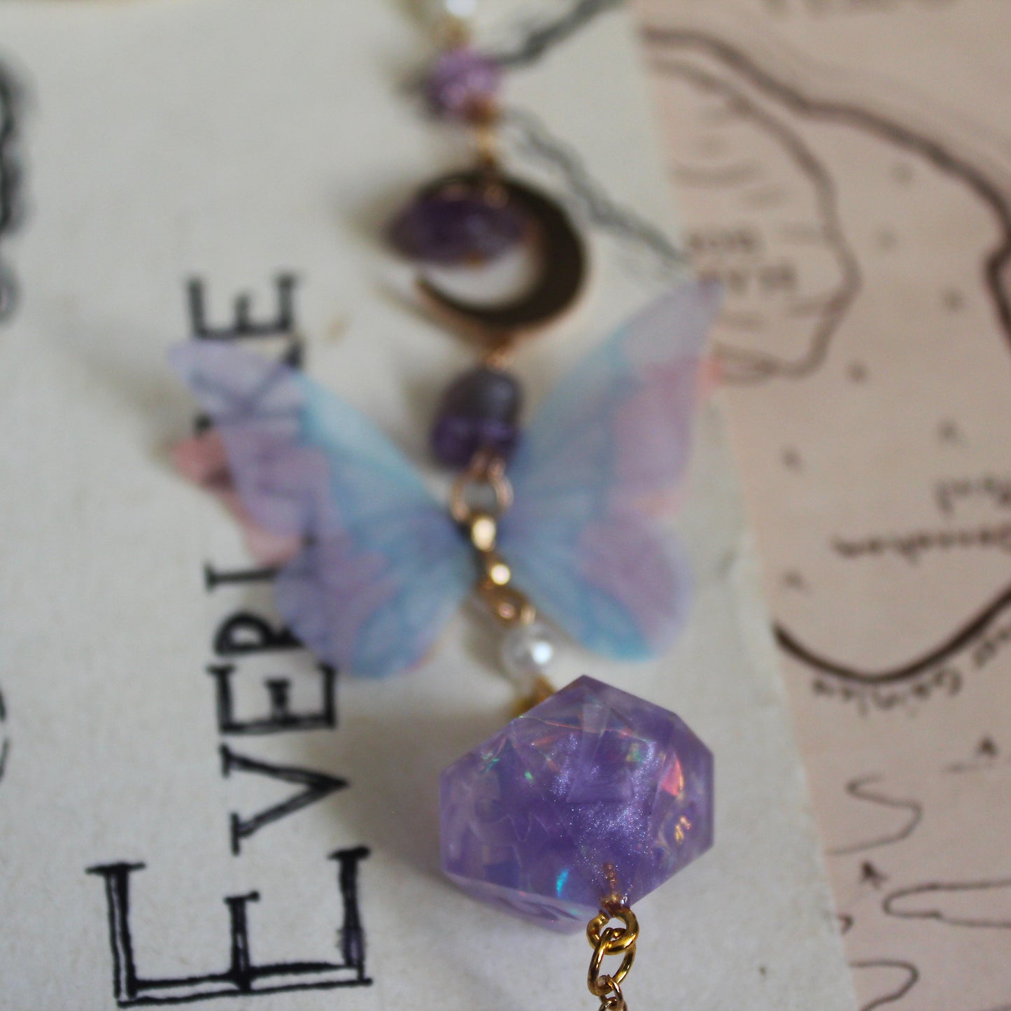Fairy Butterfly Glasses Chain with Dice