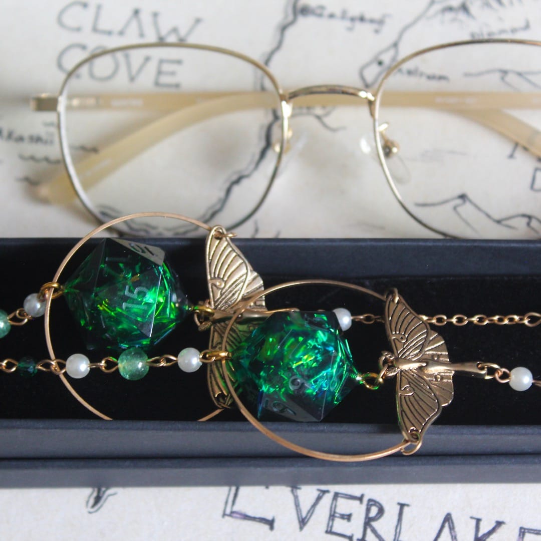 Mothman of the Forest Glasses Chain with Dice