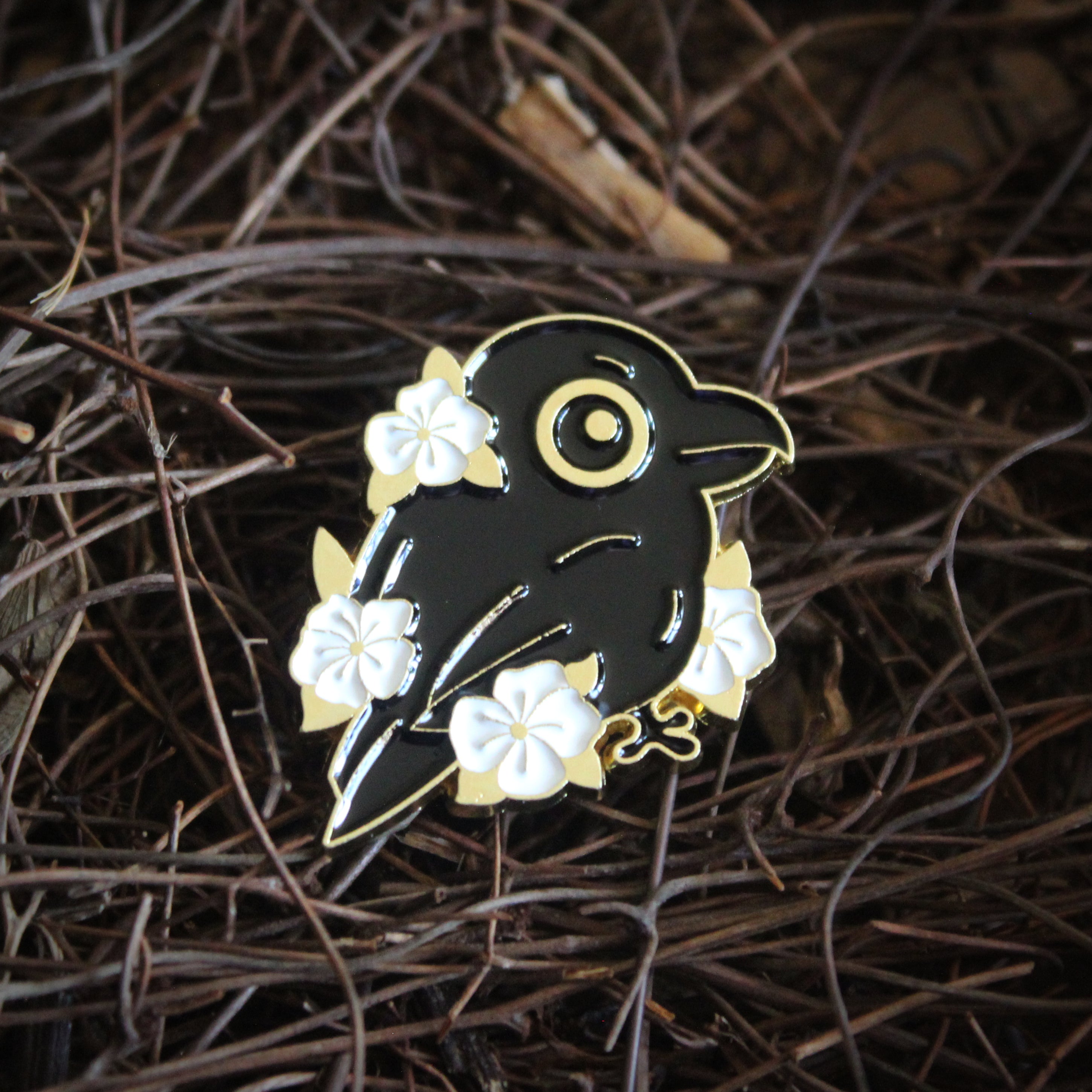 Flower Raven D&D Enamel Pin