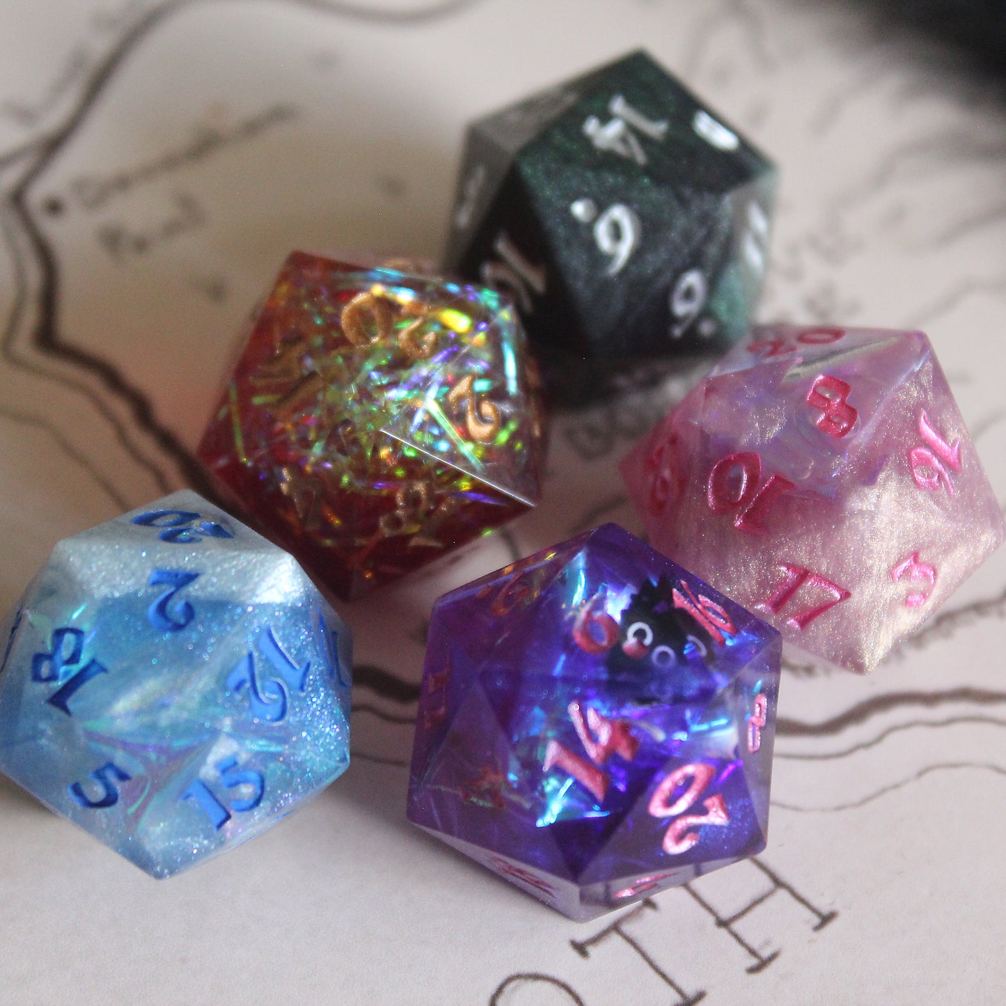 Sparkly Blue Single D20 Dice