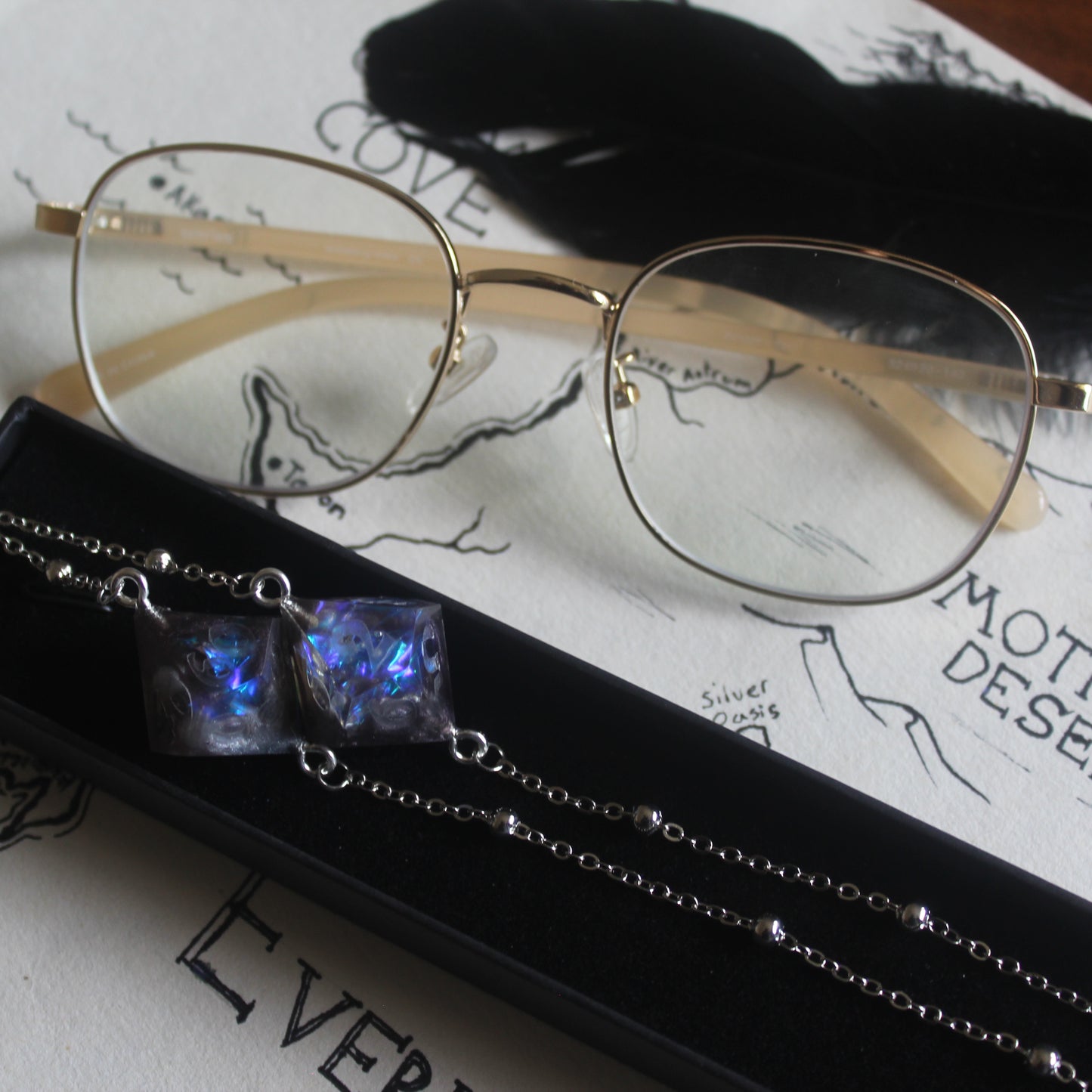 Black Magic Mist Dice Glasses Chain