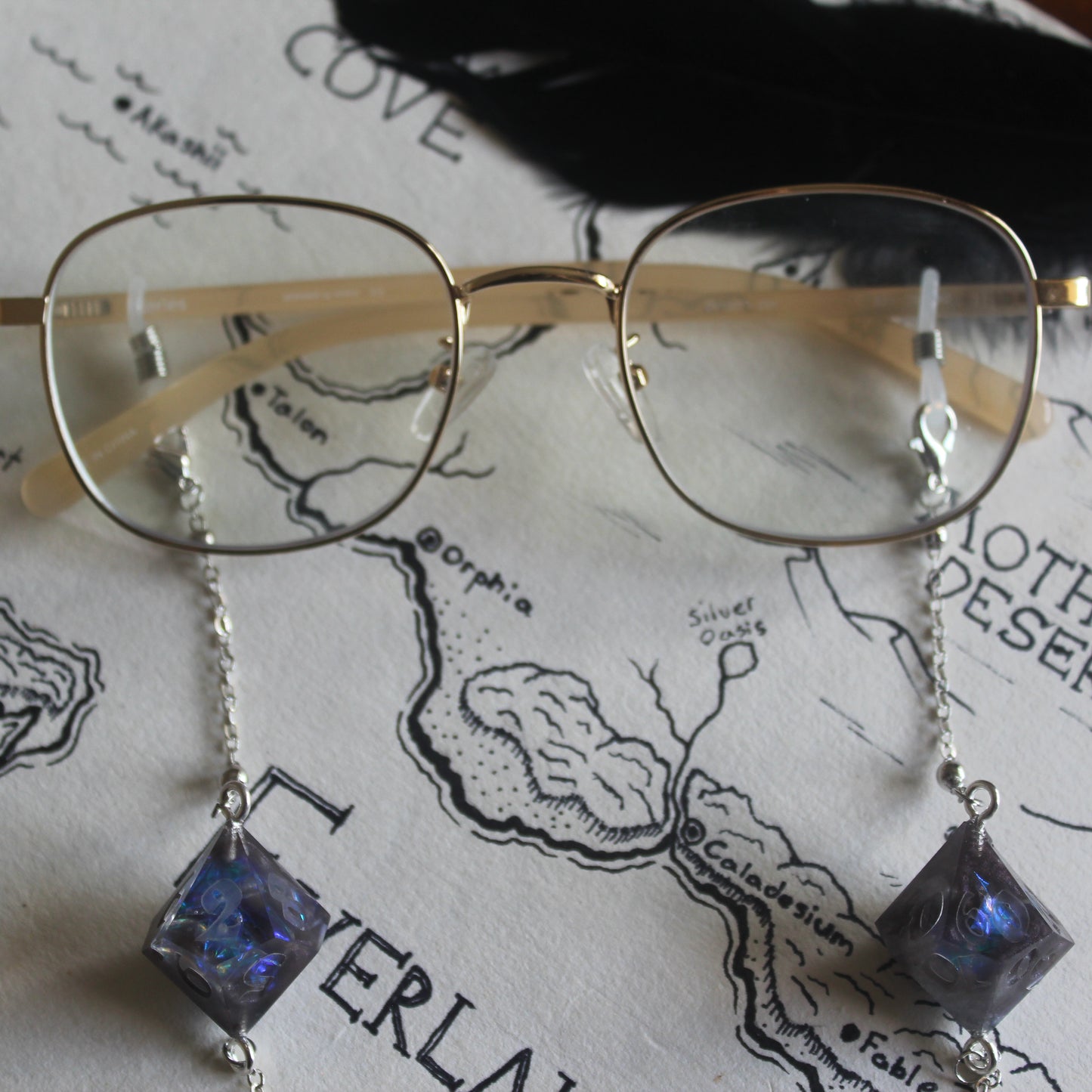 Black Magic Mist Dice Glasses Chain