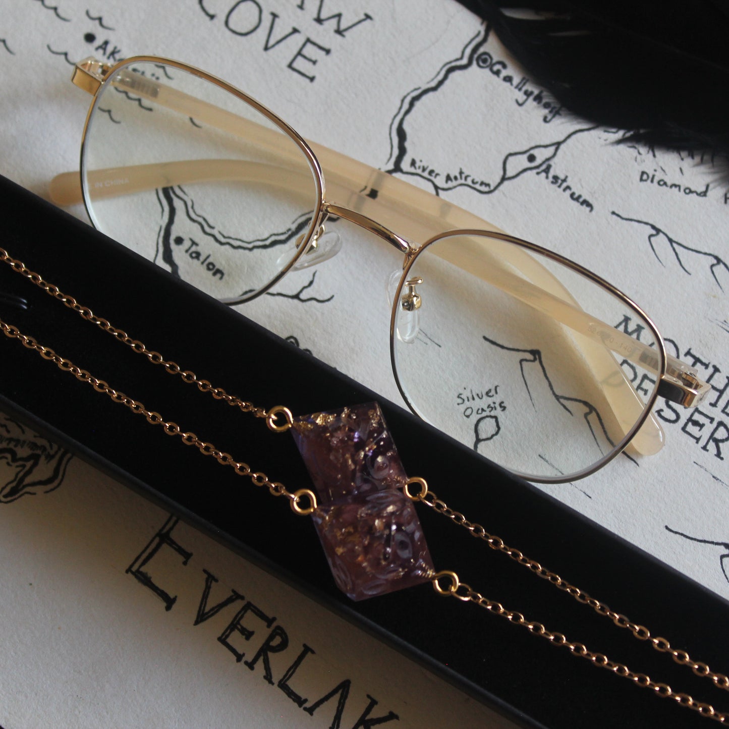 Purple Prosperity Token Dice Glasses Chain