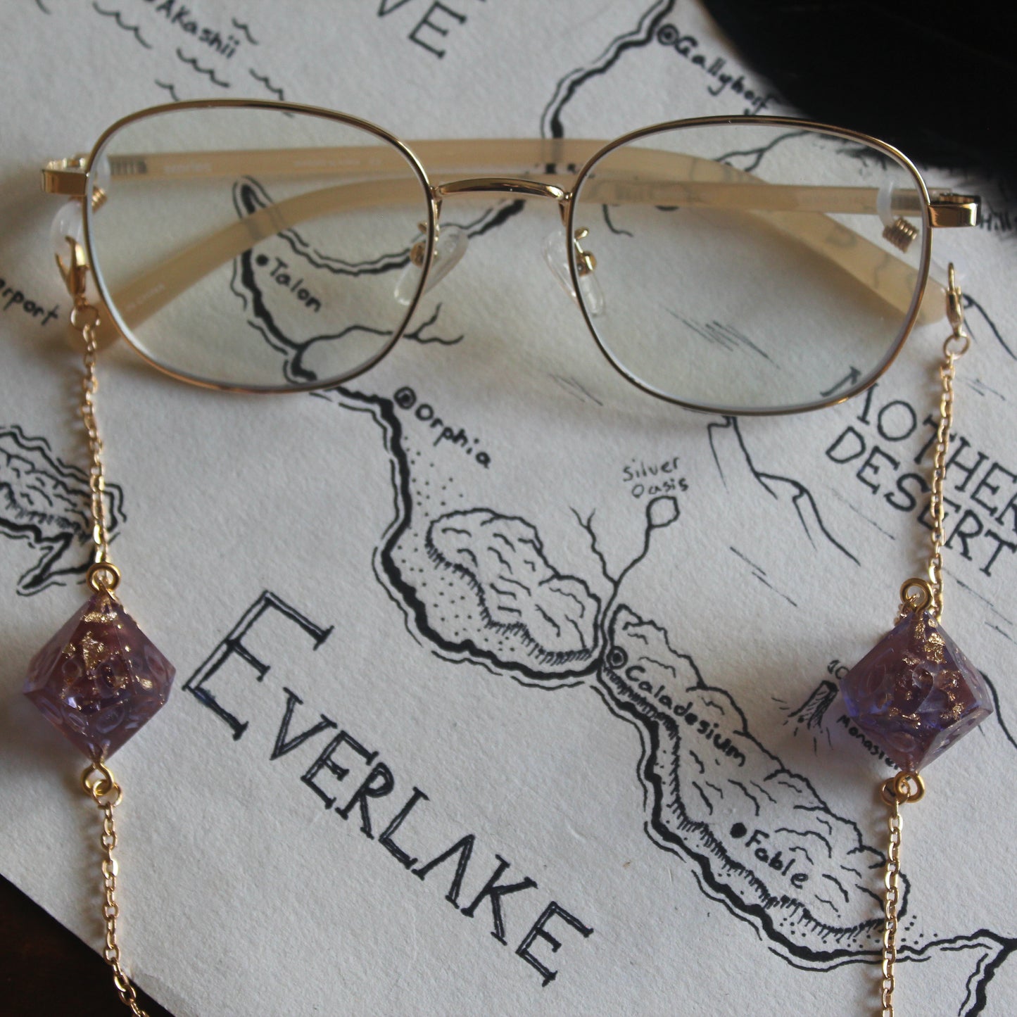 Purple Prosperity Token Dice Glasses Chain