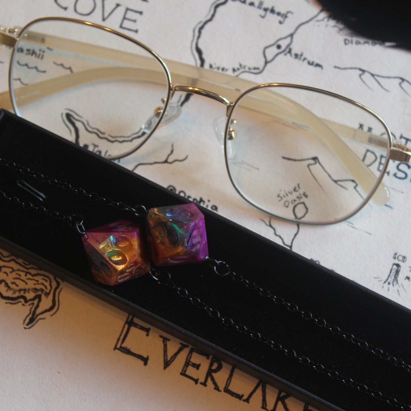 Dark Rainbow Dice Glasses Chain