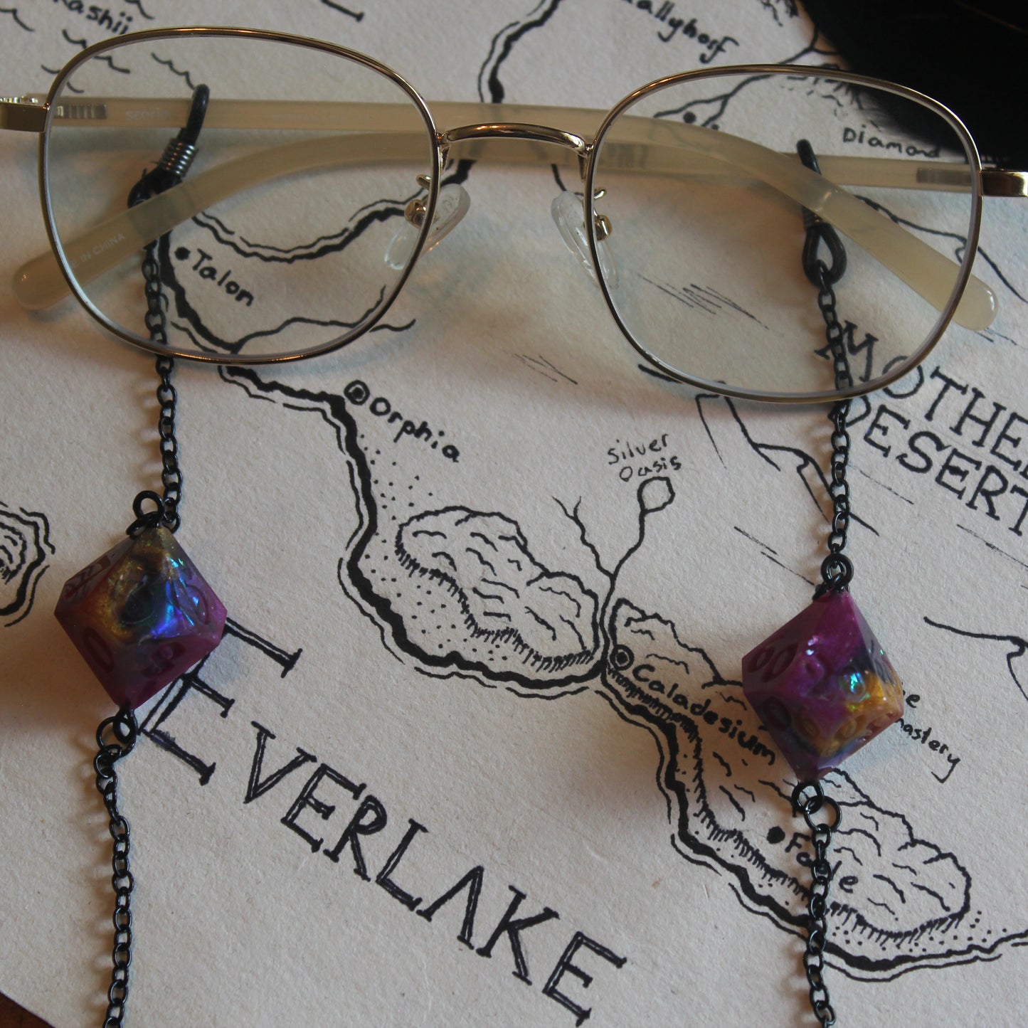 Dark Rainbow Dice Glasses Chain