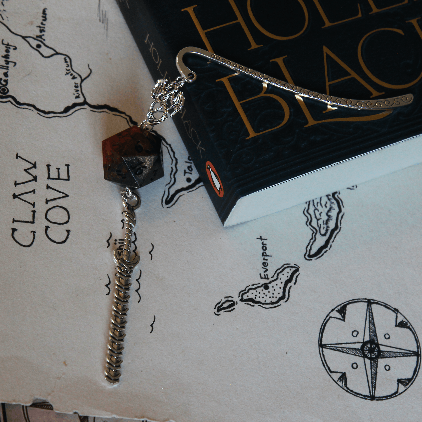 Fireball Metal Bookmark with Dice