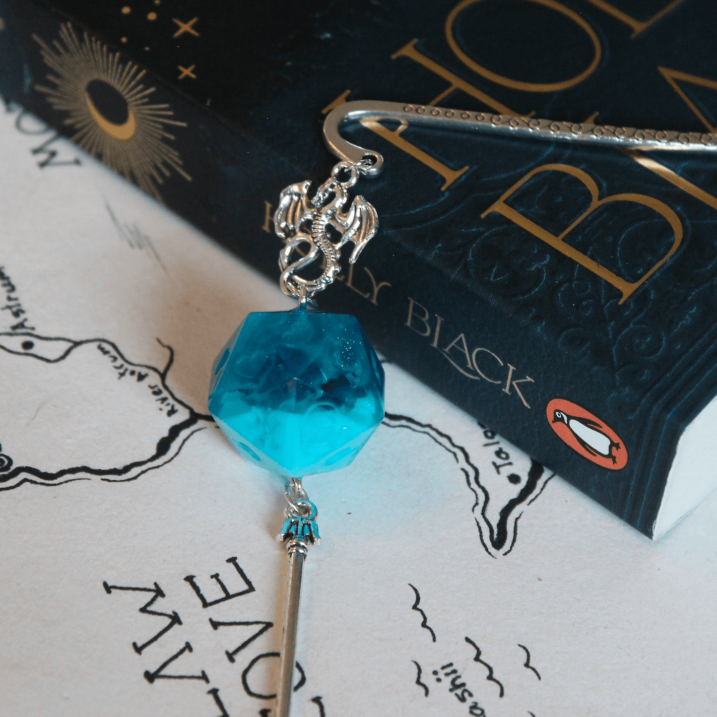Bluebell Blooms Metal Bookmark with Dice