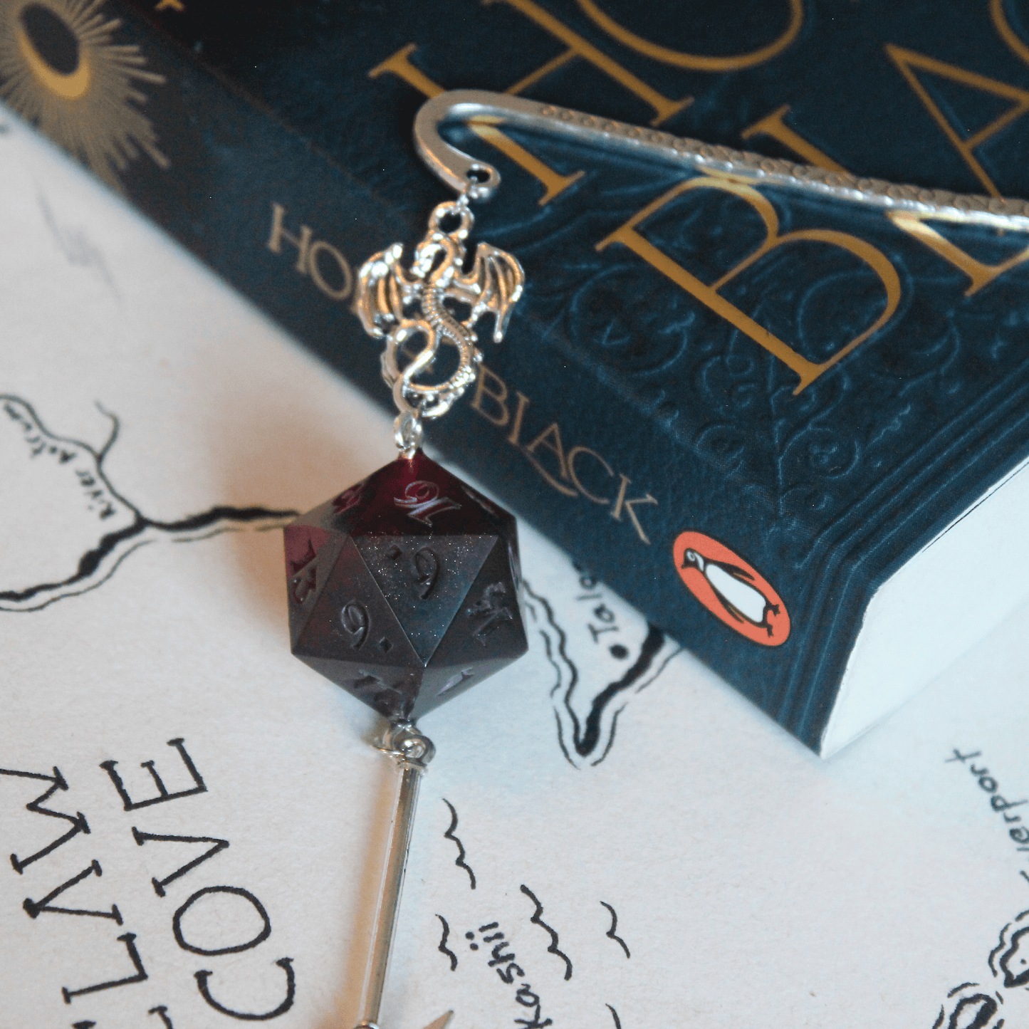 Rubies & Treasures Metal Bookmark with Dice