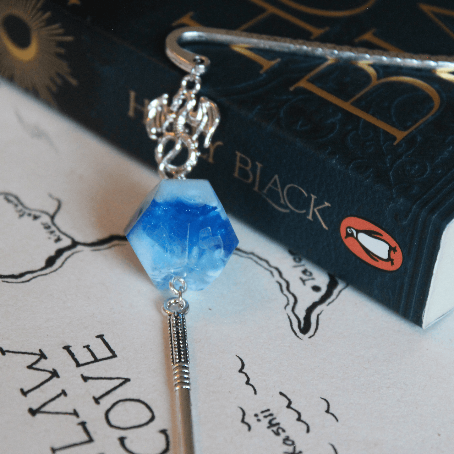 Frozen River Metal Bookmark with Dice
