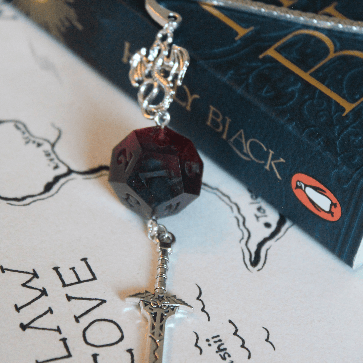 Summer Cherries Metal Bookmark with Dice