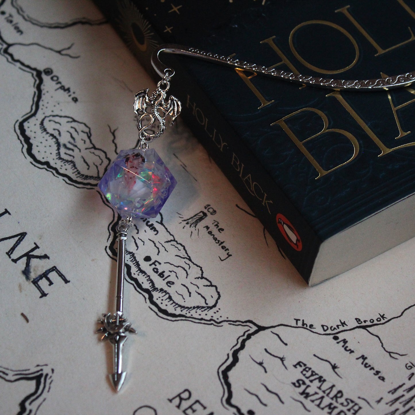 Pedro Pascal in Lilac Purple Metal Bookmark with Dice