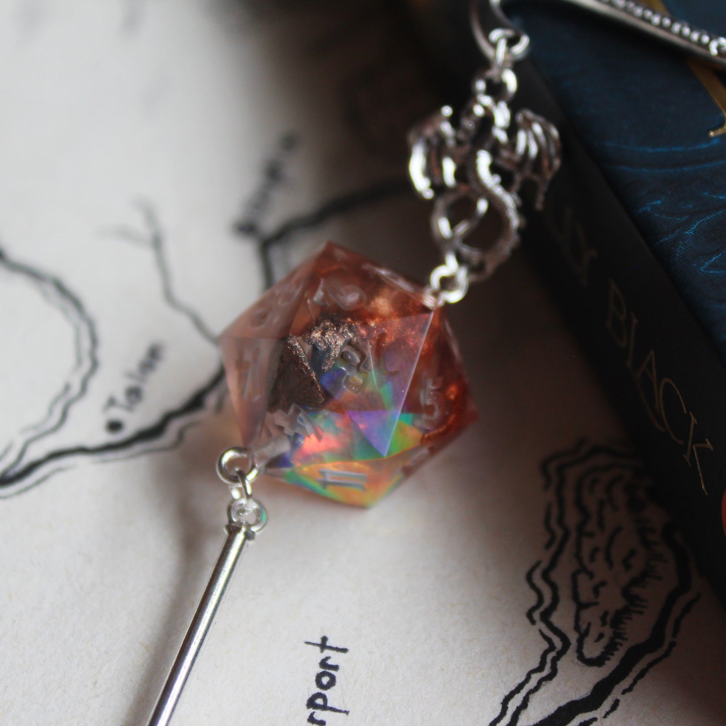 Copper Miner's Treasure Metal Bookmark with Dice