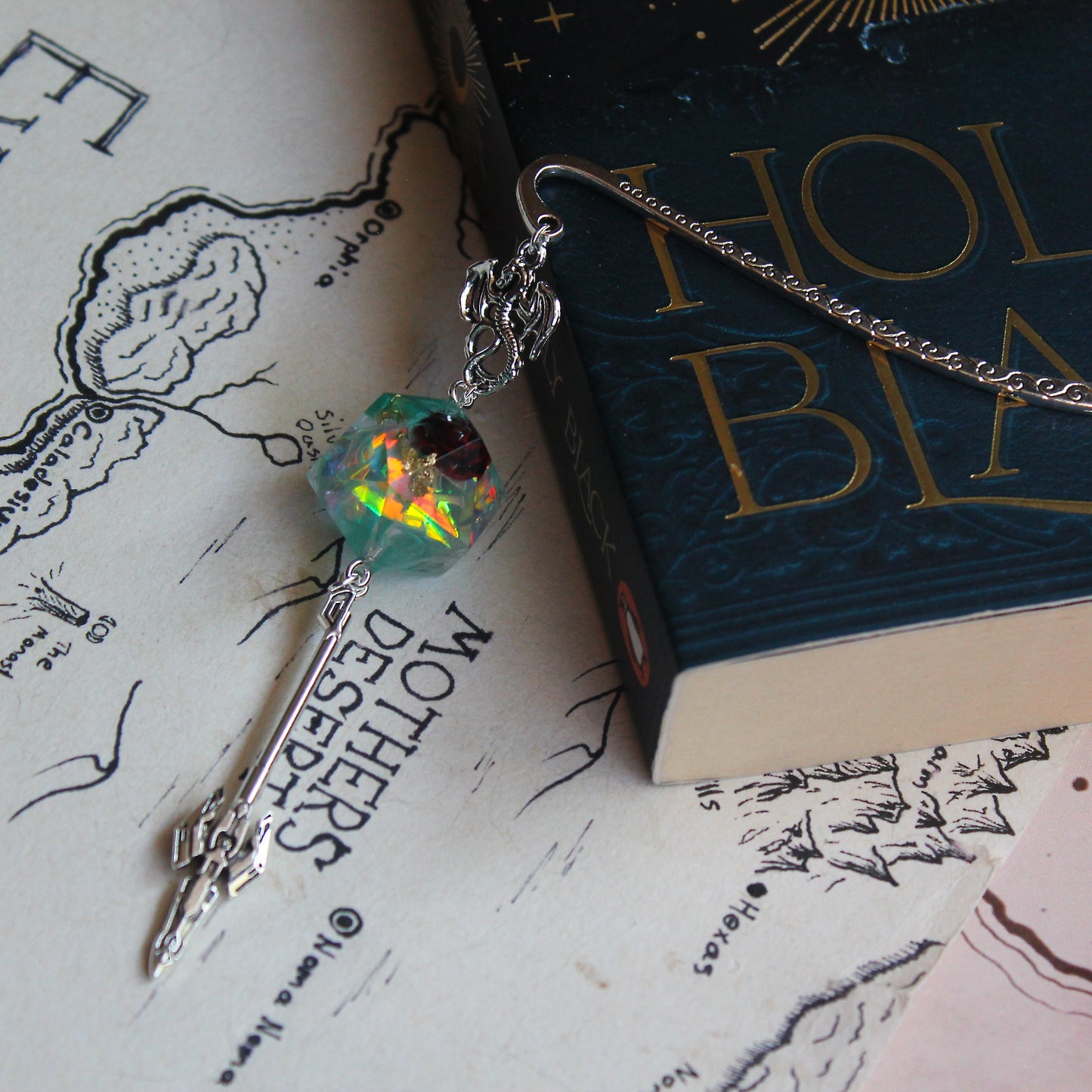 Rose Eye Metal Bookmark with Dice