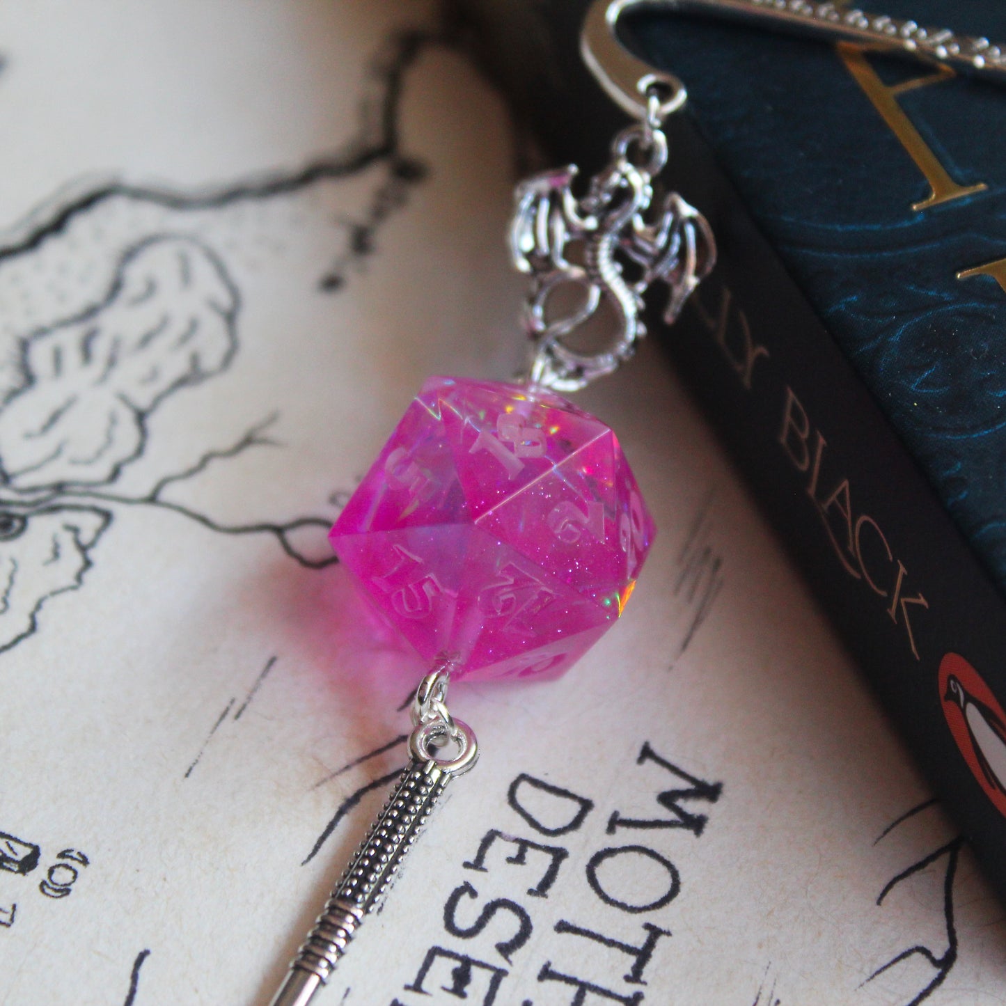 Foresaken Fae Oath Metal Bookmark with Dice