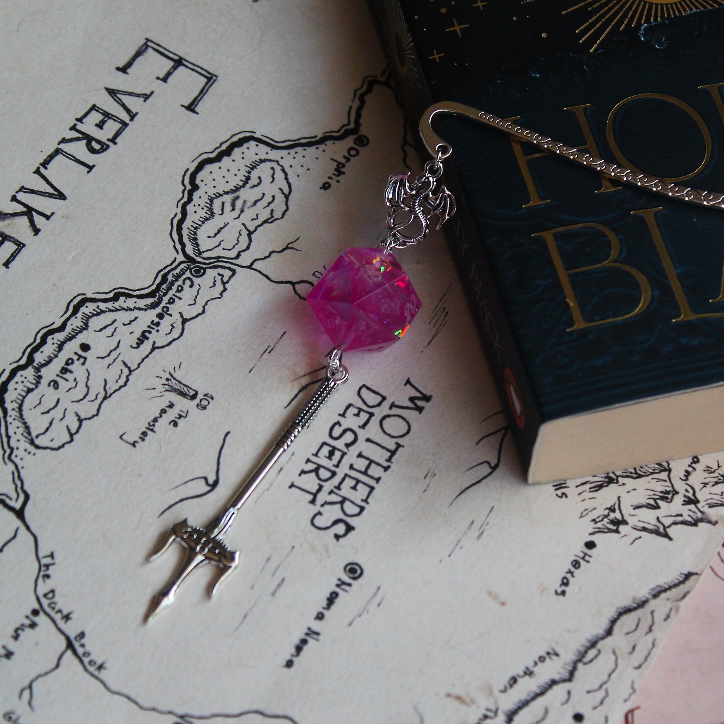 Foresaken Fae Oath Metal Bookmark with Dice