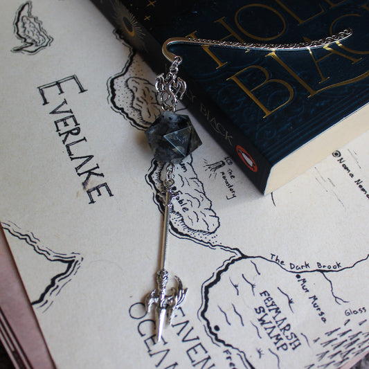 Midnight Flowers Metal Bookmark with Dice