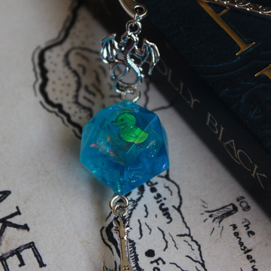 The Duckpond Metal Bookmark with Dice