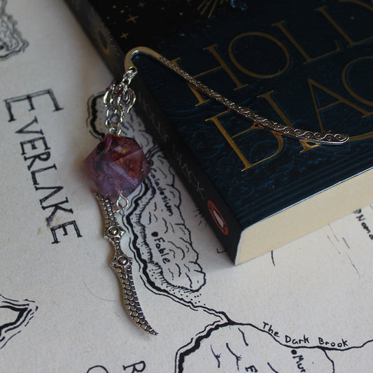 Pretty Pink Cat Metal Bookmark with Dice