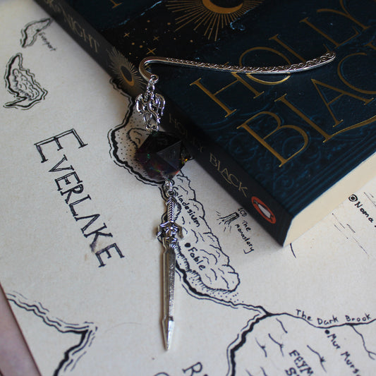 Cherry Blood Metal Bookmark with Dice