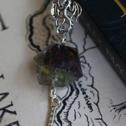 River Flowers Metal Bookmark with Dice