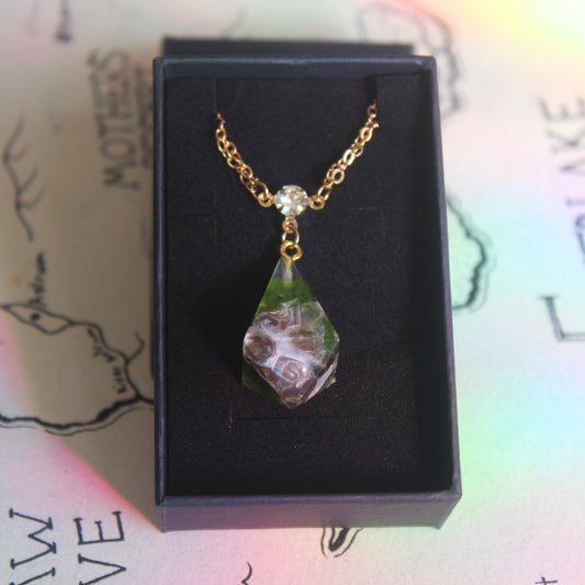 Real Snake Skin & Moss Dice Necklace