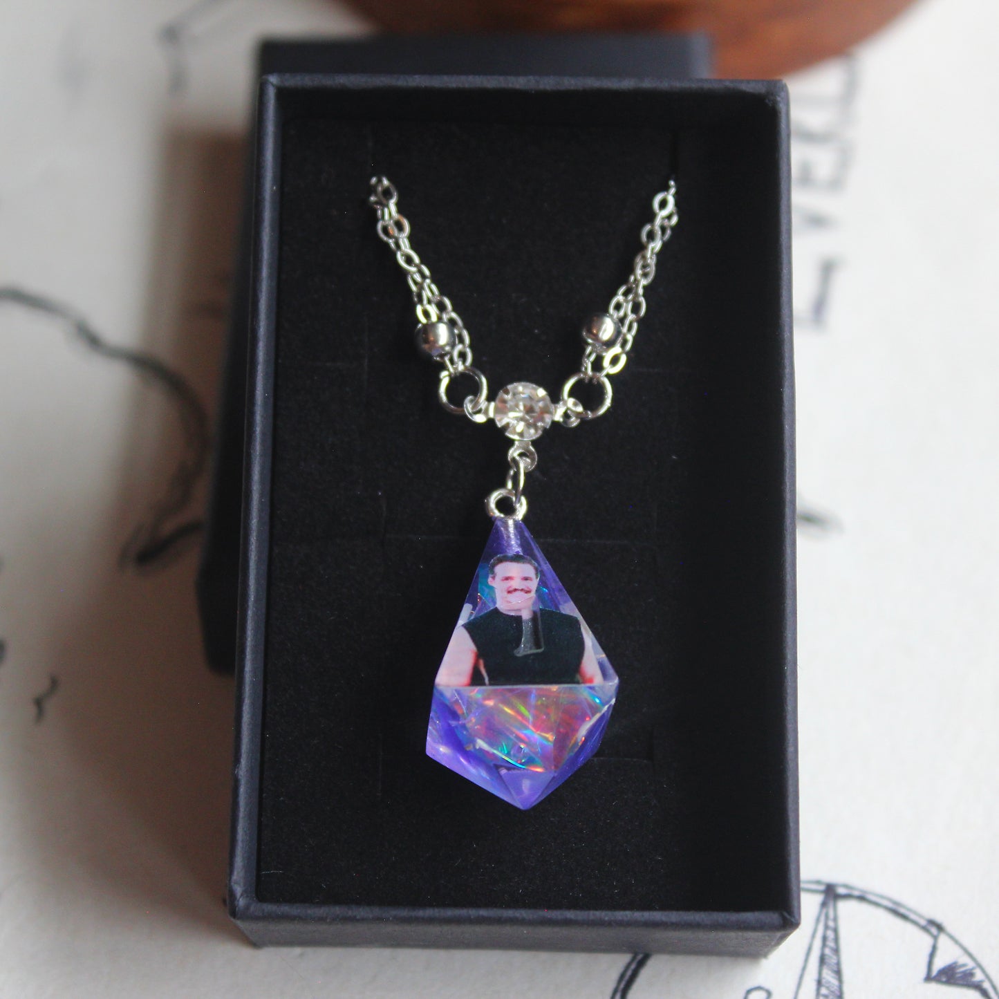 Purple Disco Pedro Pascal Dice Necklace
