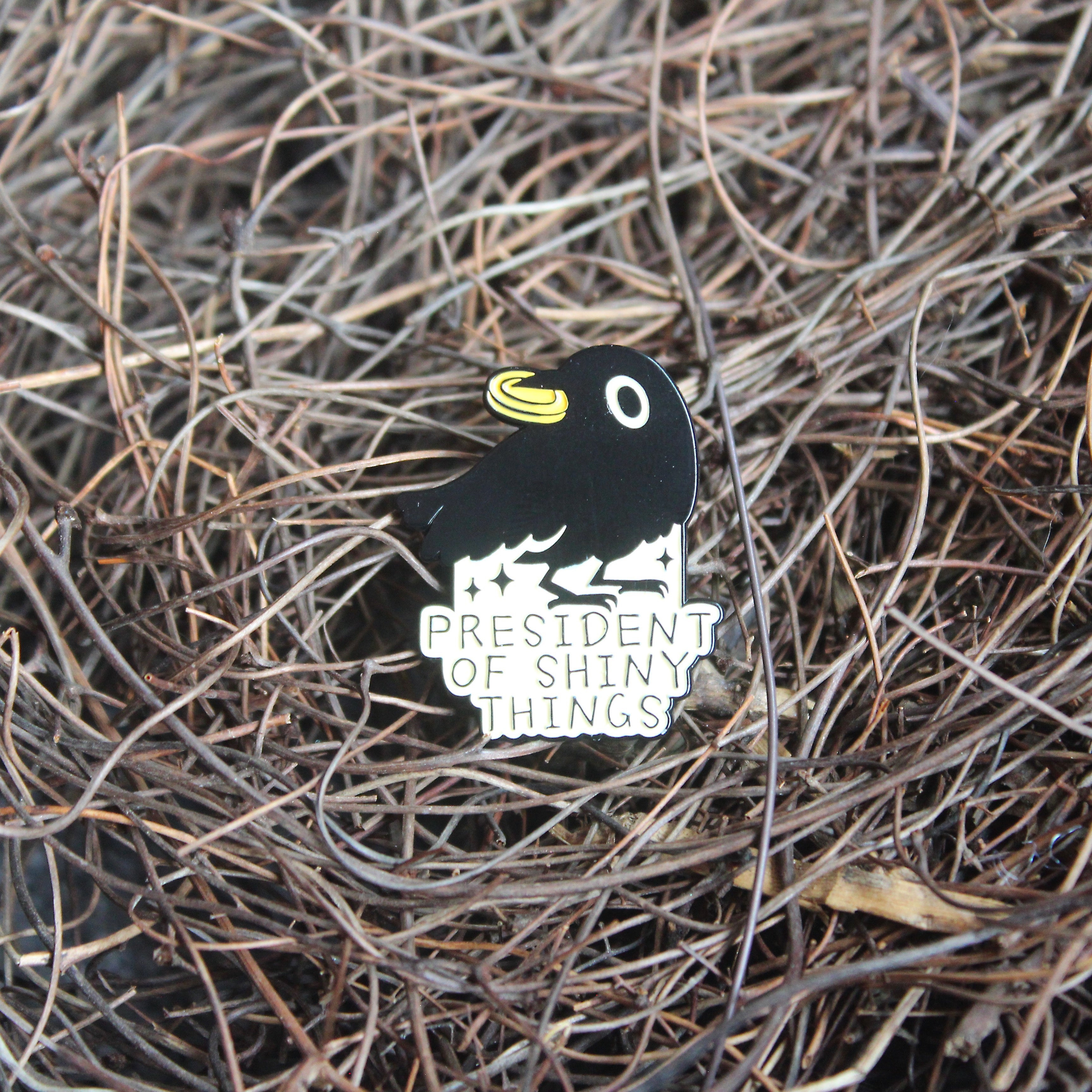 President of Shiny Things Raven Enamel Pin