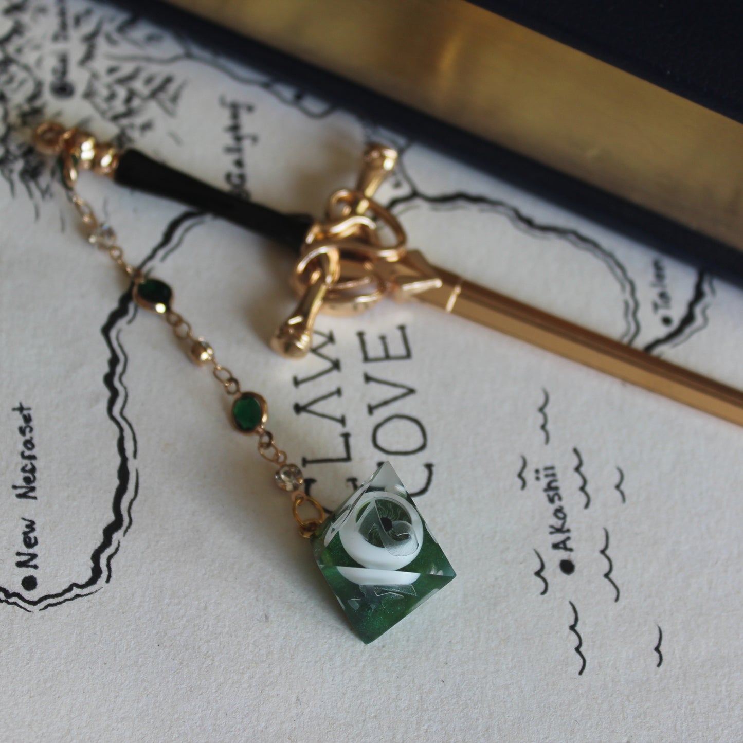 Eye of the Enemy Hair Sword with Dice