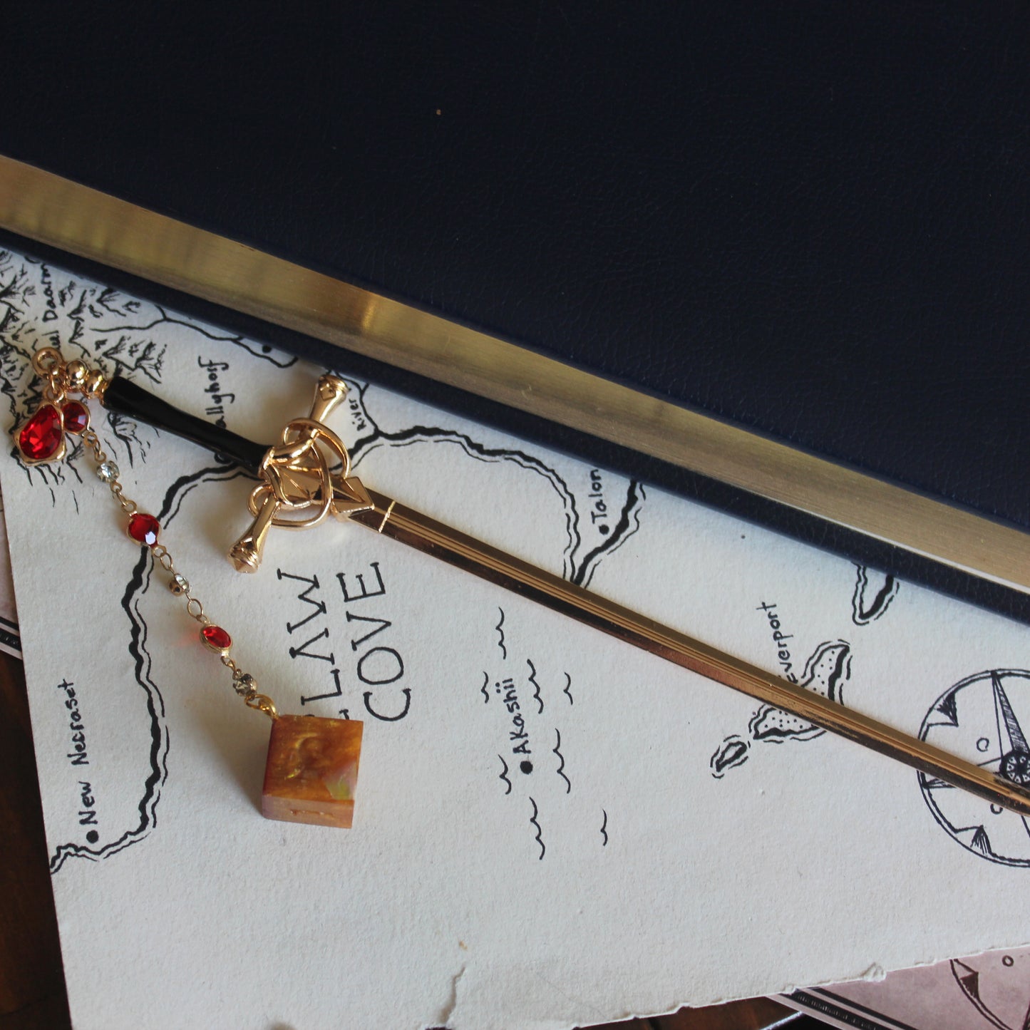 The Ruby Realm Hair Sword with Dice