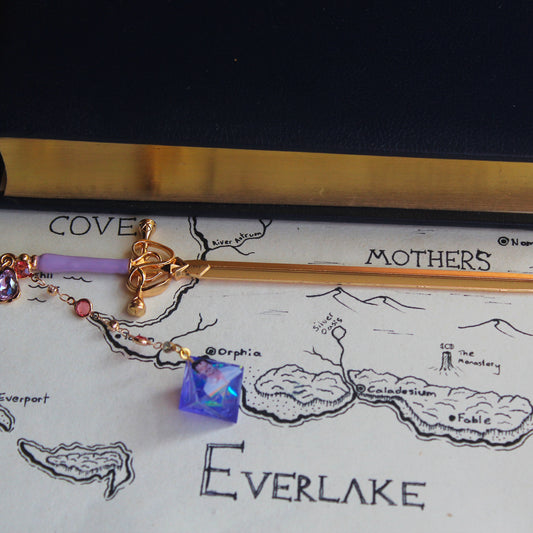 Pedro Pascal in Purple Hair Sword with Dice