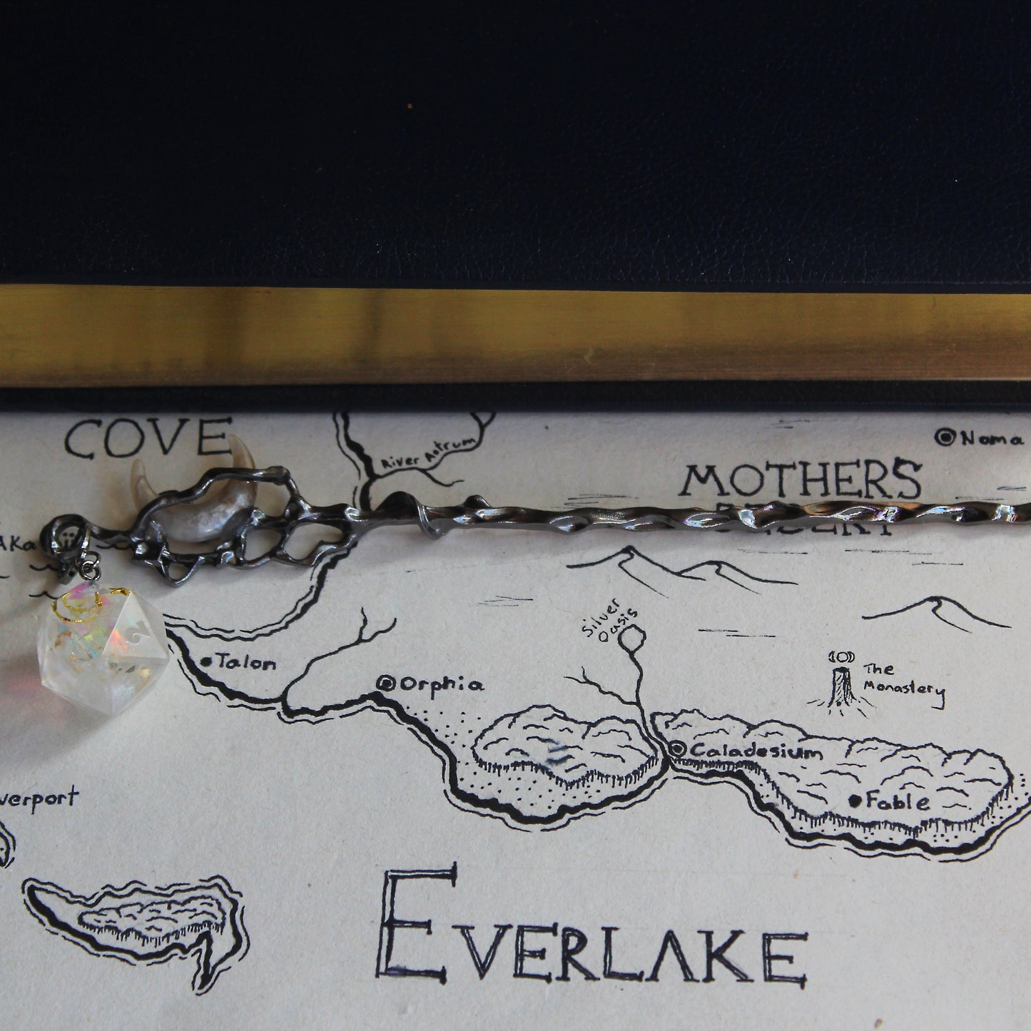 Gold Moon Sparkles in the Sky Hair Stick with Dice