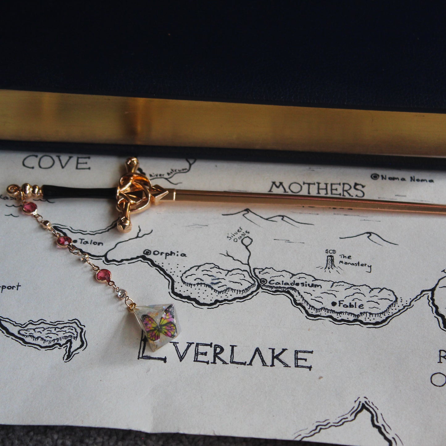 A Butterfly's Magic Crystal Hair Sword with Dice