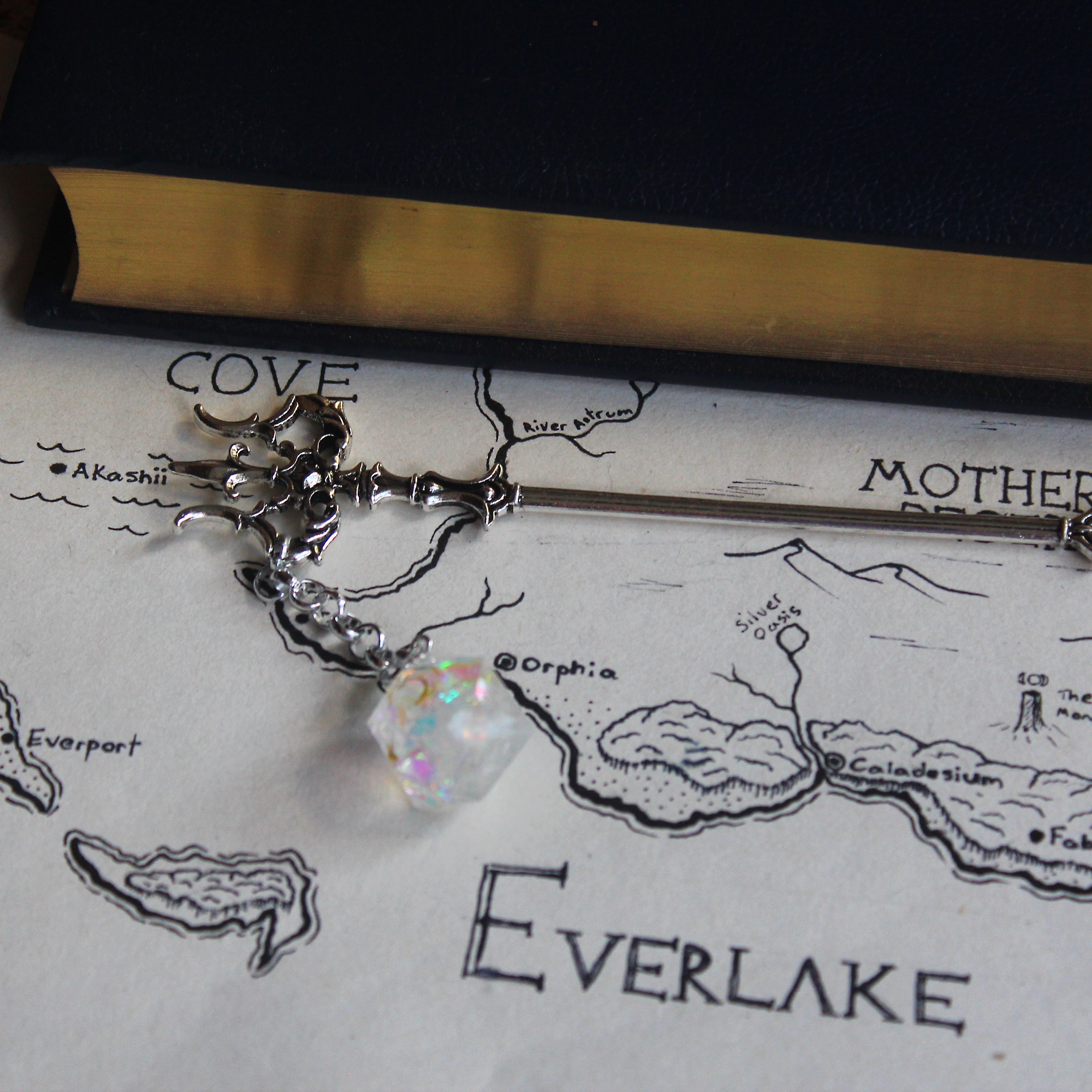 Gold Moon & Stars Hair Trident with Dice